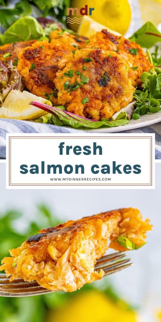 collage of fresh salmon cakes for pinterest